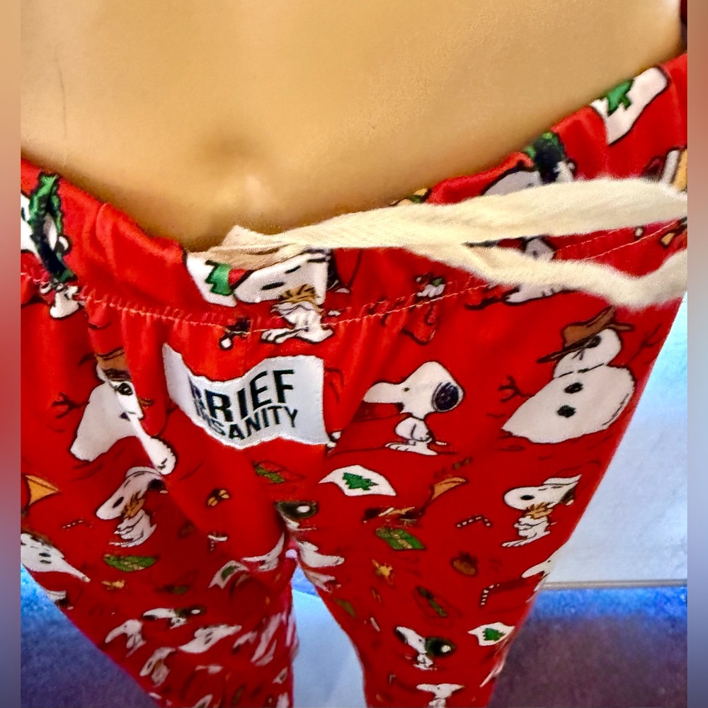 Brief Insanity Peanuts, Snoopy PJ pants with pull string & side pockets. Sz. M - Picture 9 of 11